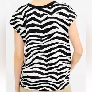 NWT Loft Zebra Print Tee Short Sleeve S Cotton Animal Print Retro Safaris